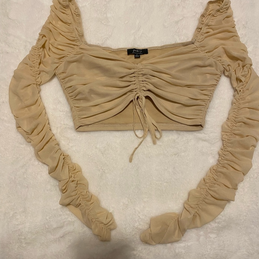 Cream/ivory long sleeve crop top size small